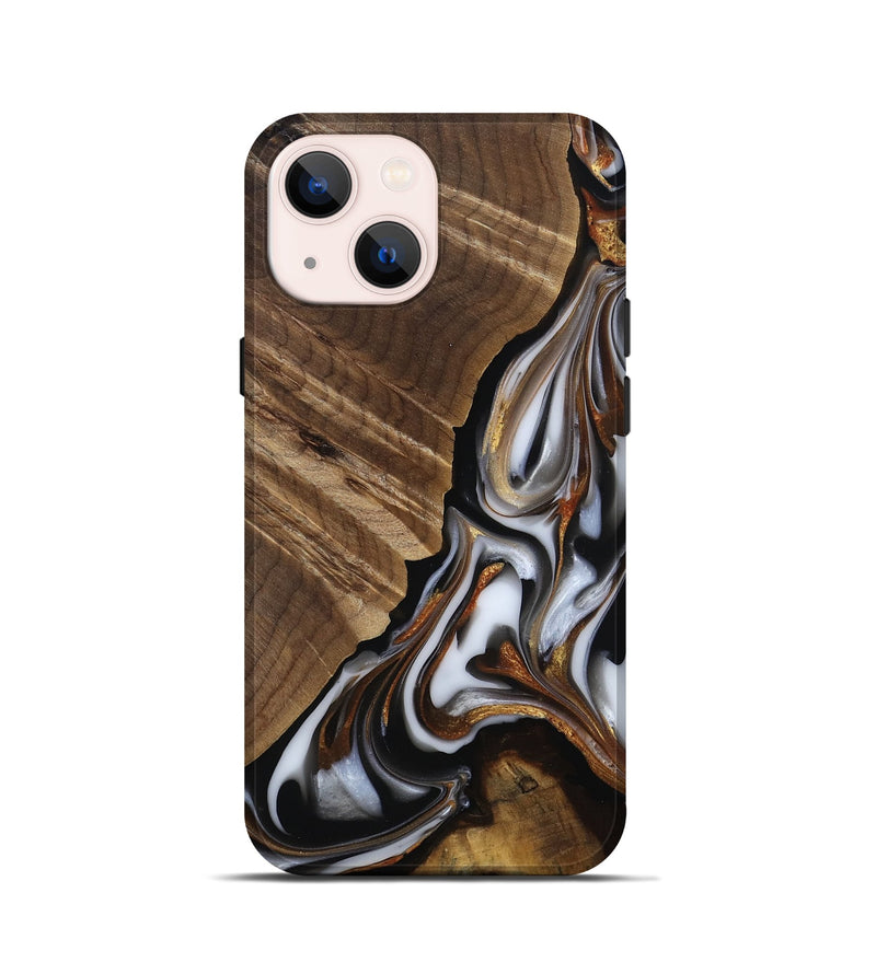 iPhone 13 mini Wood Live Edge Phone Case - Maureen (Black & White, 812225)