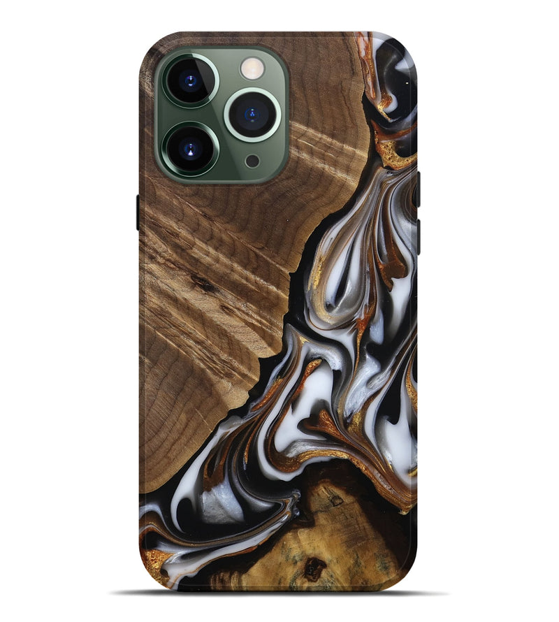 iPhone 13 Pro Max Wood Live Edge Phone Case - Maureen (Black & White, 812225)