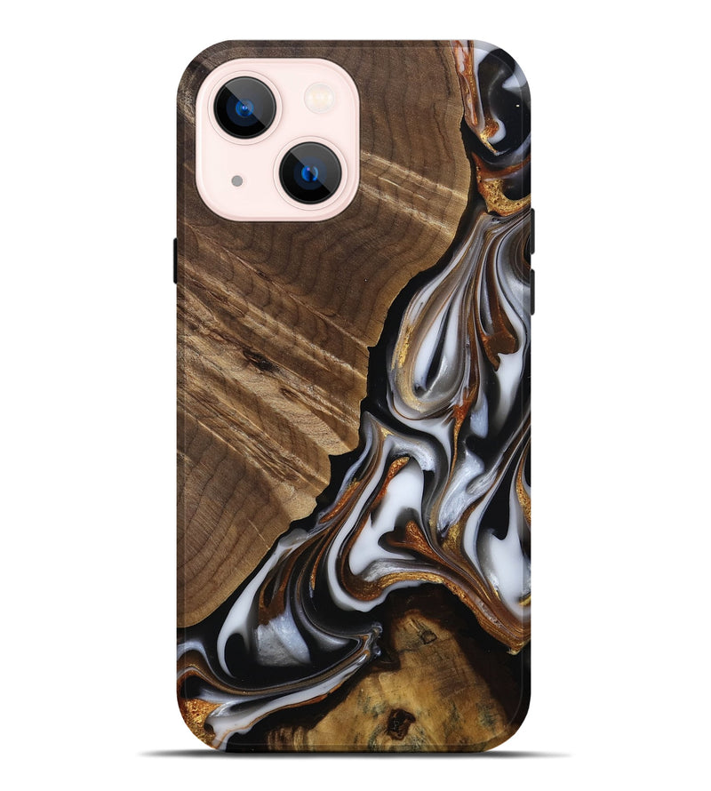 iPhone 14 Plus Wood Live Edge Phone Case - Maureen (Black & White, 812225)