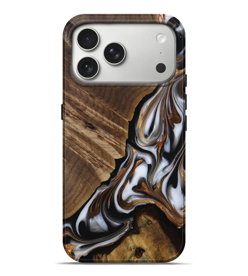 iPhone 17 Pro Max Wood Live Edge Phone Case - Maureen (Black & White, 812225)