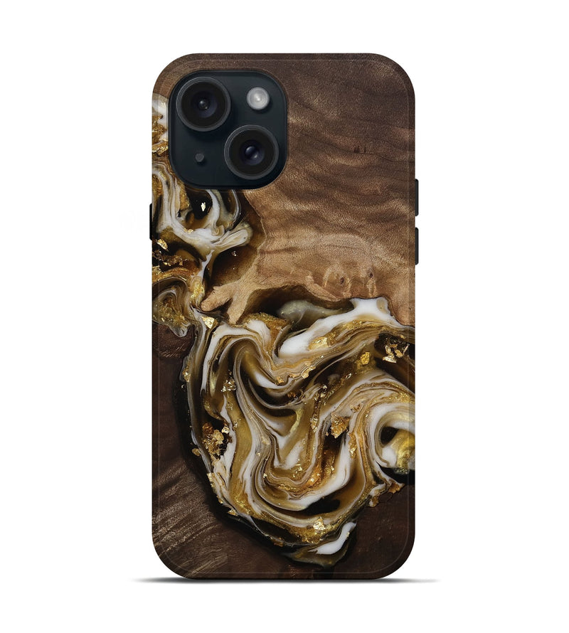 iPhone 15 Wood Live Edge Phone Case - Edmund (Black & White, 812227)