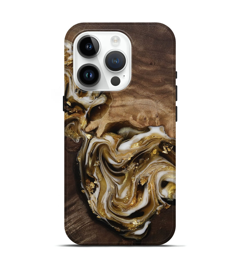 iPhone 15 Pro Wood Live Edge Phone Case - Edmund (Black & White, 812227)