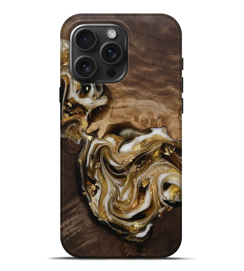 iPhone 16 Pro Max Wood Live Edge Phone Case - Edmund (Black & White, 812227)