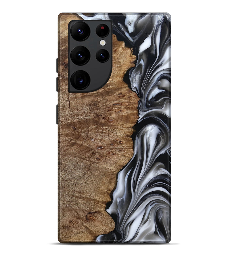 Galaxy S22 Ultra Wood Live Edge Phone Case - Thiago (Black & White, 812228)