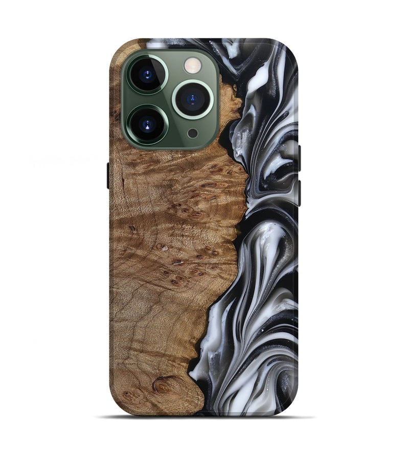 iPhone 13 Pro Wood Live Edge Phone Case - Thiago (Black & White, 812228)