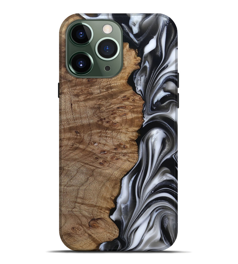 iPhone 13 Pro Max Wood Live Edge Phone Case - Thiago (Black & White, 812228)
