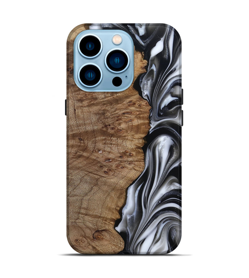 iPhone 14 Pro Wood Live Edge Phone Case - Thiago (Black & White, 812228)