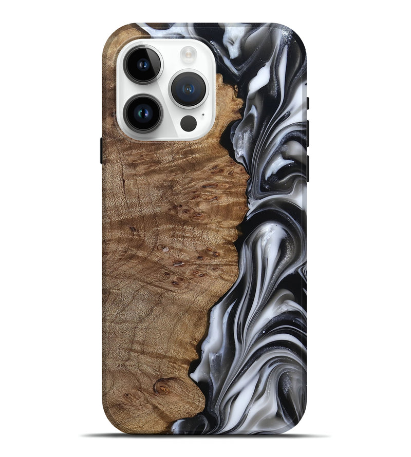 iPhone 15 Pro Max Wood Live Edge Phone Case - Thiago (Black & White, 812228)