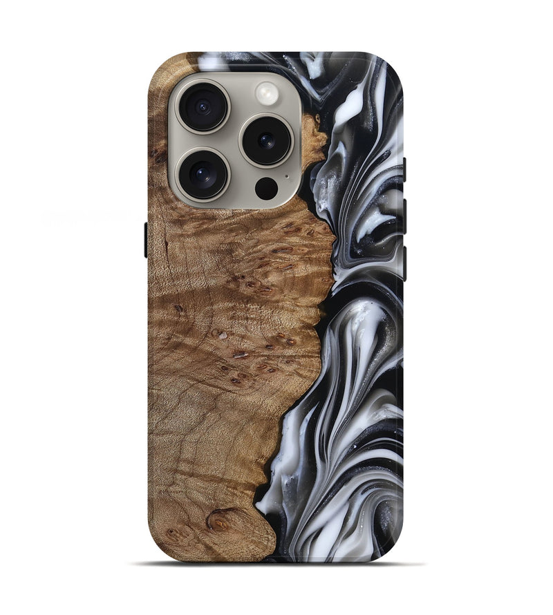 iPhone 16 Pro Wood Live Edge Phone Case - Thiago (Black & White, 812228)