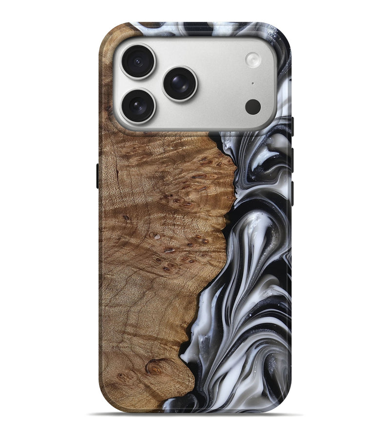 iPhone 17 Pro Max Wood Live Edge Phone Case - Thiago (Black & White, 812228)