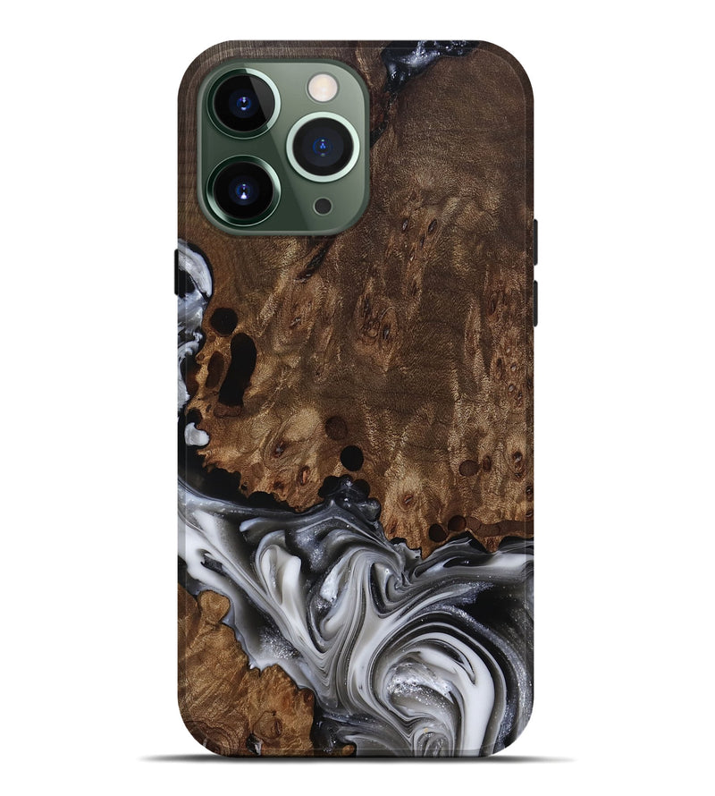 iPhone 13 Pro Max Wood Live Edge Phone Case - Paityn (Black & White, 812230)