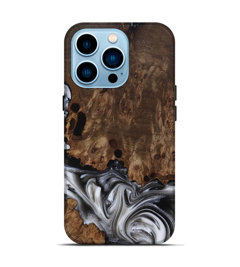 iPhone 14 Pro Wood Live Edge Phone Case - Paityn (Black & White, 812230)