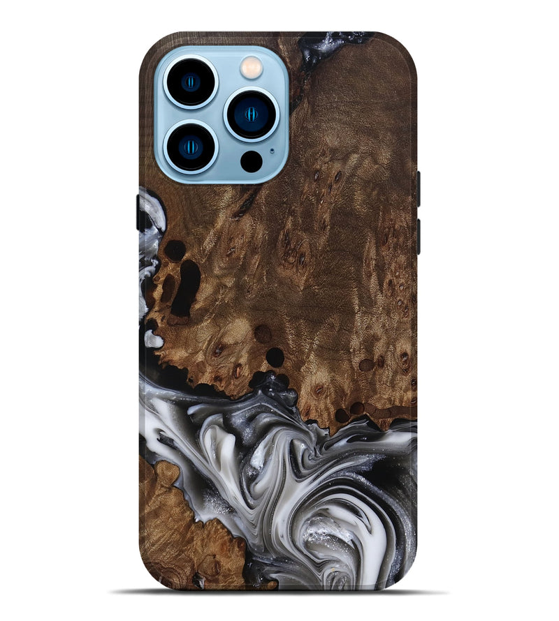 iPhone 14 Pro Max Wood Live Edge Phone Case - Paityn (Black & White, 812230)