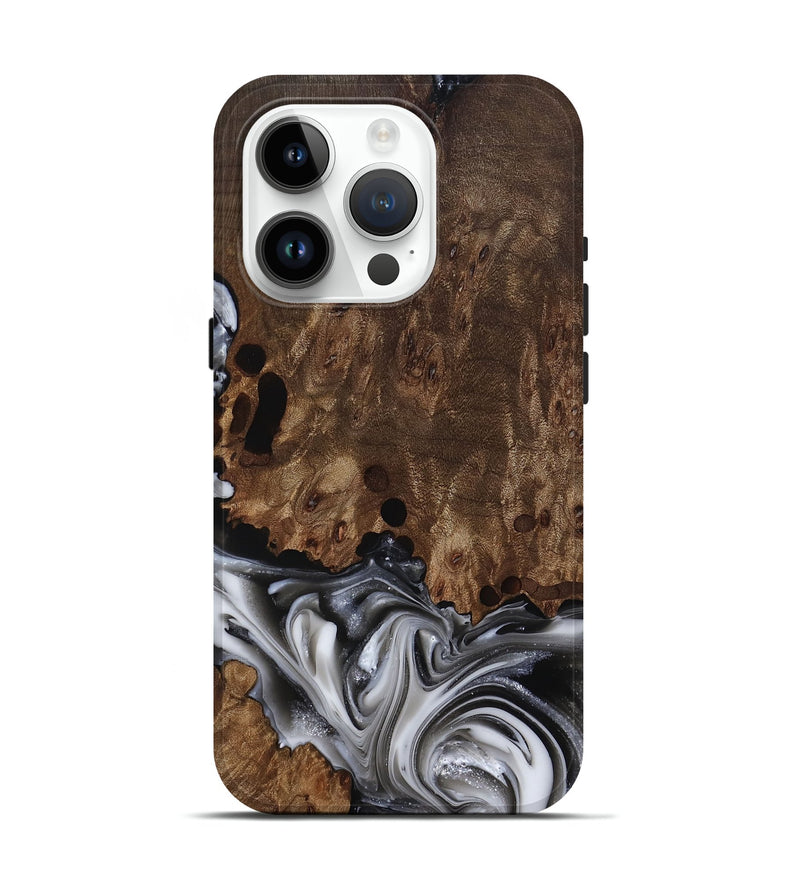 iPhone 15 Pro Wood Live Edge Phone Case - Paityn (Black & White, 812230)