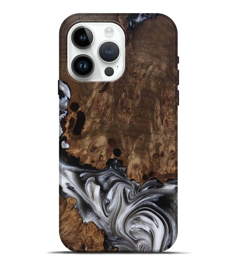 iPhone 15 Pro Max Wood Live Edge Phone Case - Paityn (Black & White, 812230)