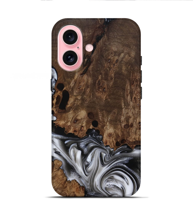 iPhone 16 Wood Live Edge Phone Case - Paityn (Black & White, 812230)