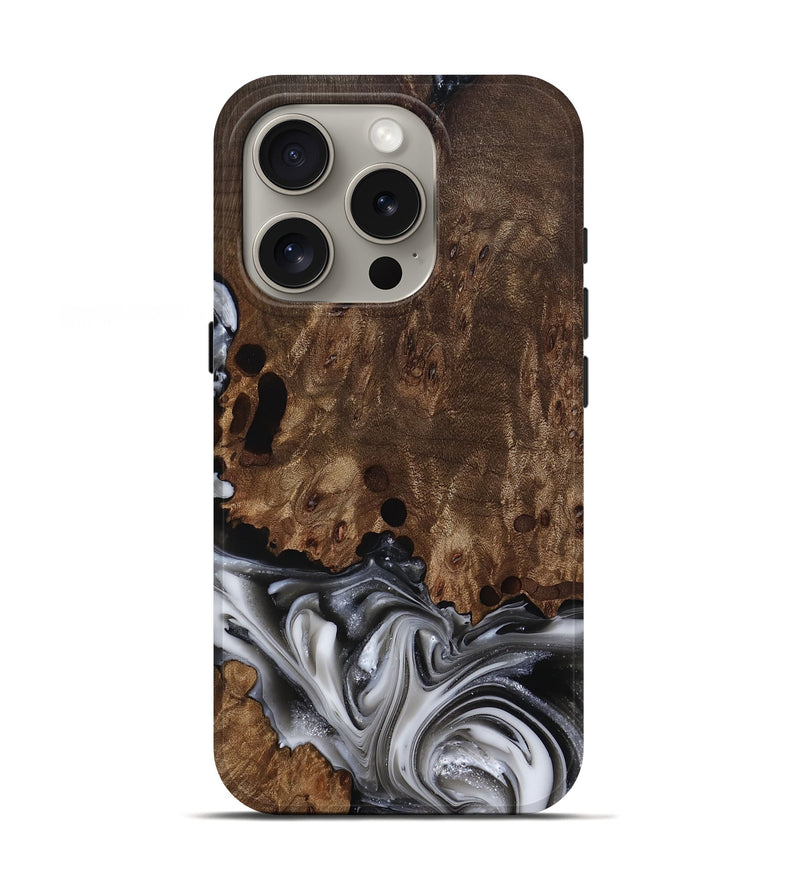 iPhone 16 Pro Wood Live Edge Phone Case - Paityn (Black & White, 812230)