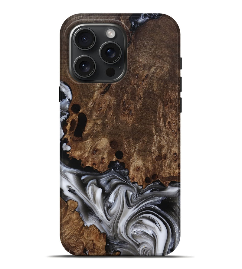 iPhone 16 Pro Max Wood Live Edge Phone Case - Paityn (Black & White, 812230)