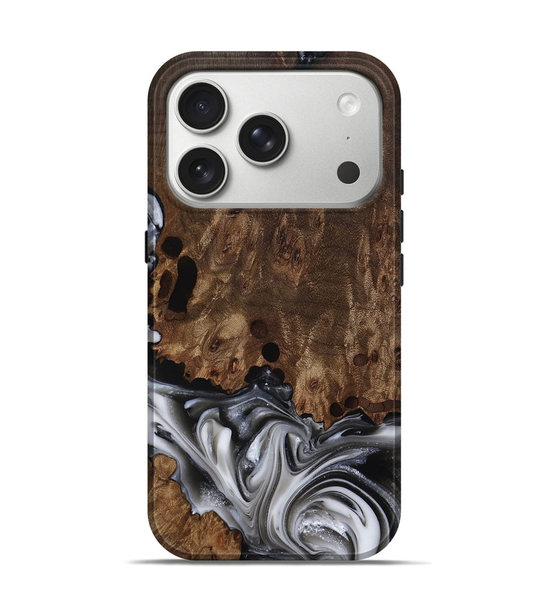 iPhone 17 Pro Wood Live Edge Phone Case - Paityn (Black & White, 812230)