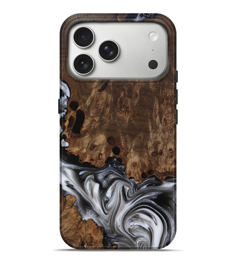 iPhone 17 Pro Max Wood Live Edge Phone Case - Paityn (Black & White, 812230)