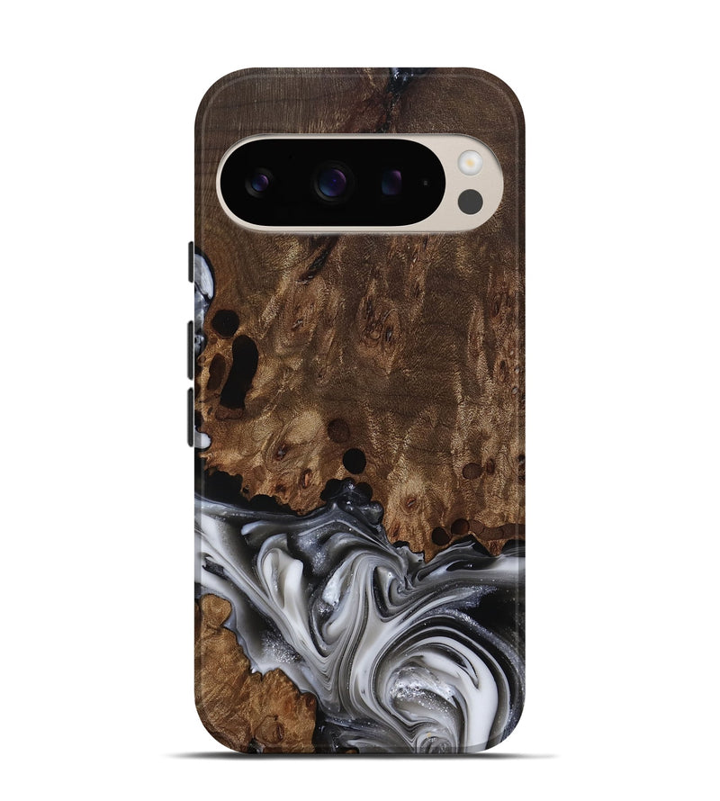 Pixel 9 Wood Live Edge Phone Case - Paityn (Black & White, 812230)