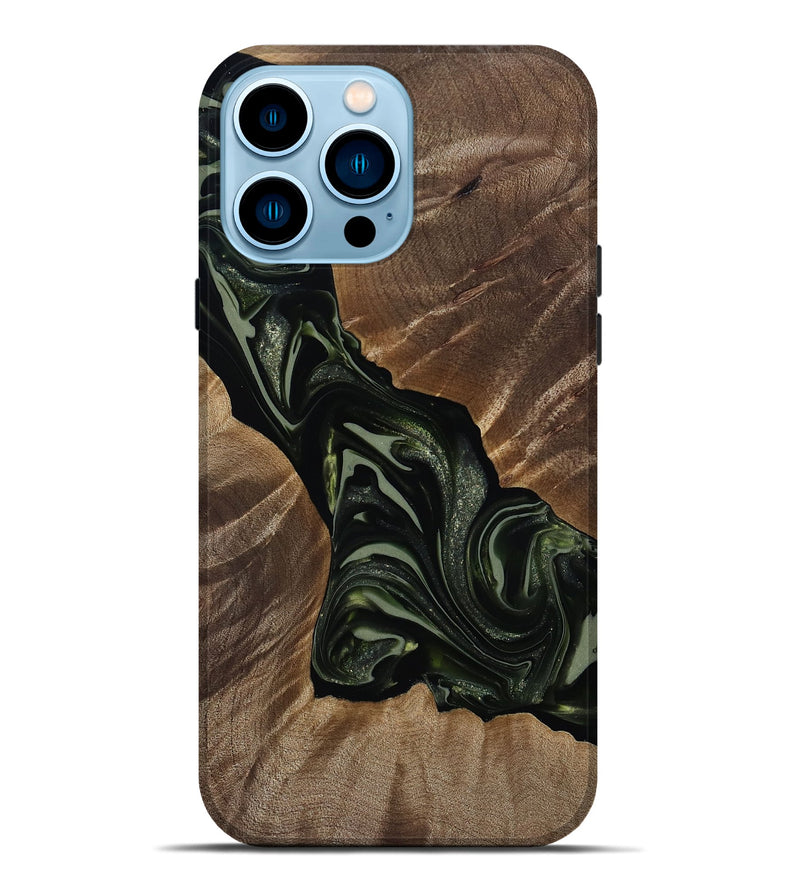 iPhone 14 Pro Max Wood Live Edge Phone Case - Darron (Green, 812233)