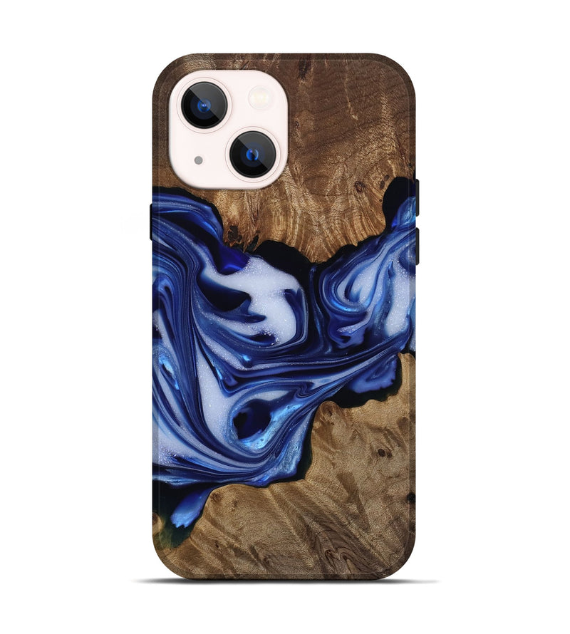iPhone 14 Wood Live Edge Phone Case - Katlin (Blue, 812238)