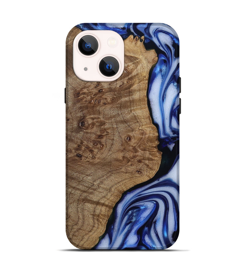 iPhone 14 Wood Live Edge Phone Case - Pete (Blue, 812239)