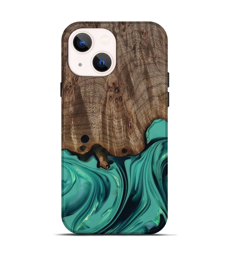 iPhone 14 Wood Live Edge Phone Case - Gilda (Green, 812244)