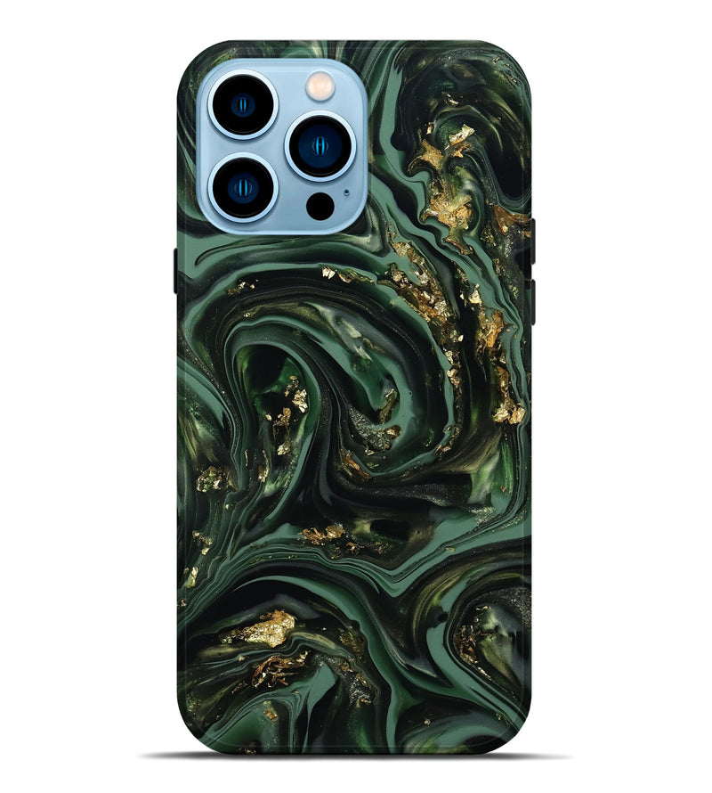iPhone 14 Pro Max ResinArt Live Edge Phone Case - Vernon (Green, 812251)