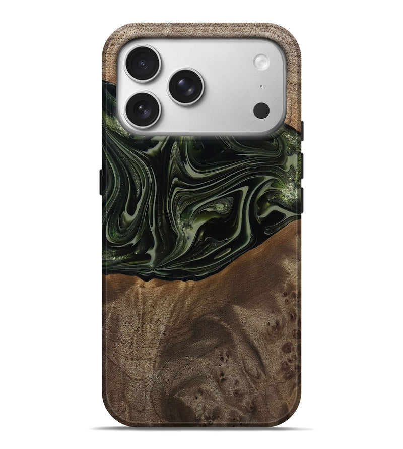 iPhone 17 Pro Max Wood Live Edge Phone Case - Lakisha (Green, 812252)