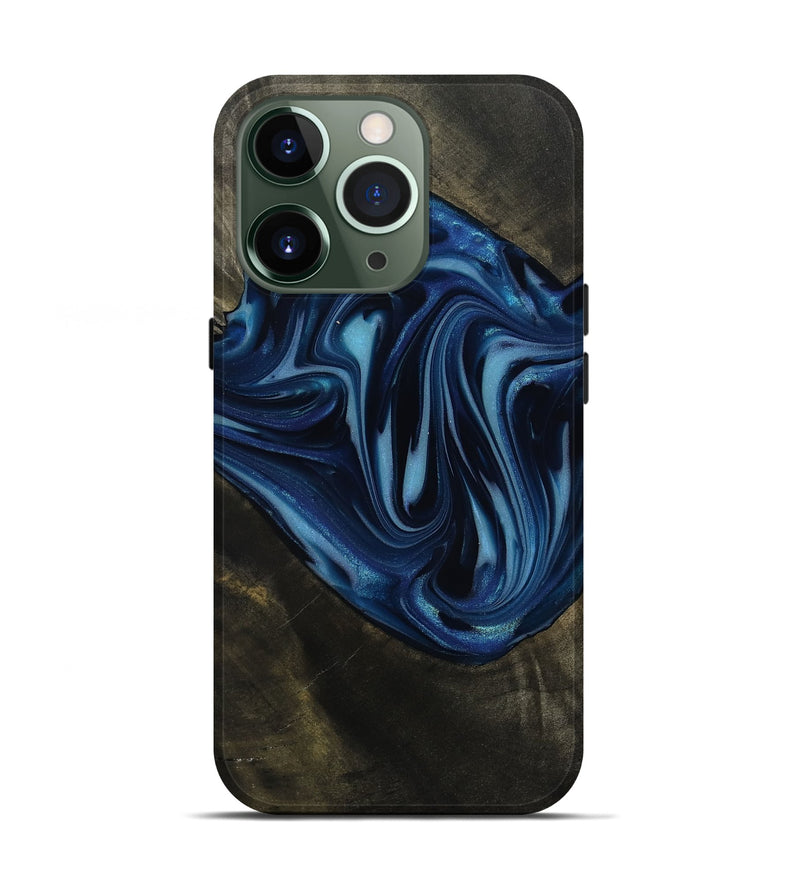 iPhone 13 Pro Wood Live Edge Phone Case - Elnora (Blue, 812254)