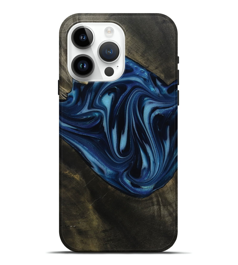 iPhone 15 Pro Max Wood Live Edge Phone Case - Elnora (Blue, 812254)
