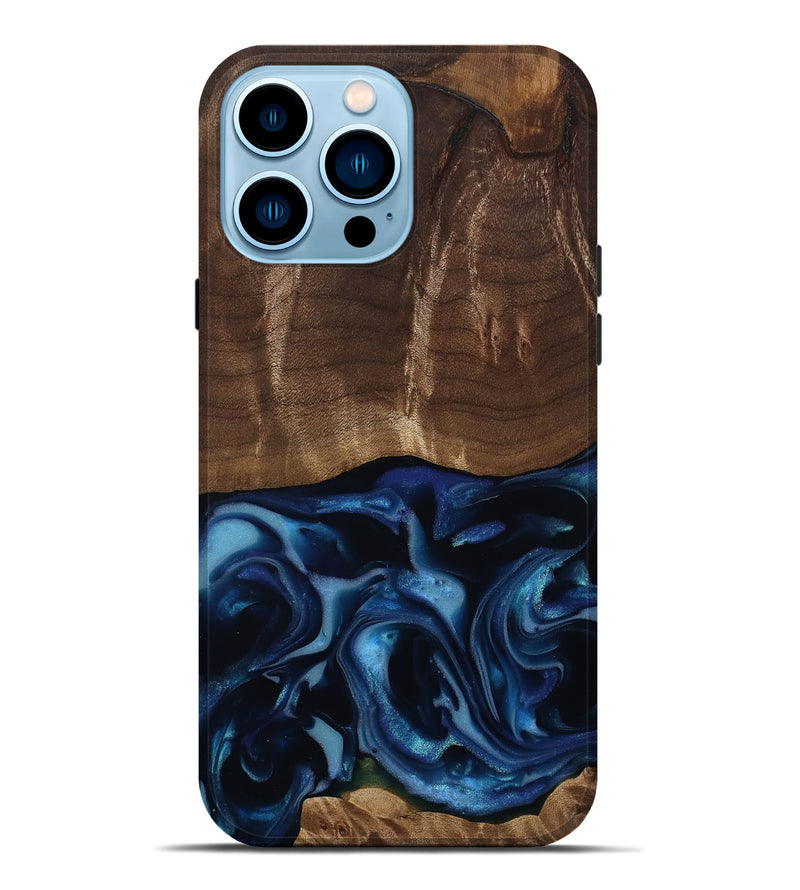 iPhone 14 Pro Max Wood Live Edge Phone Case - Chaya (Blue, 812259)