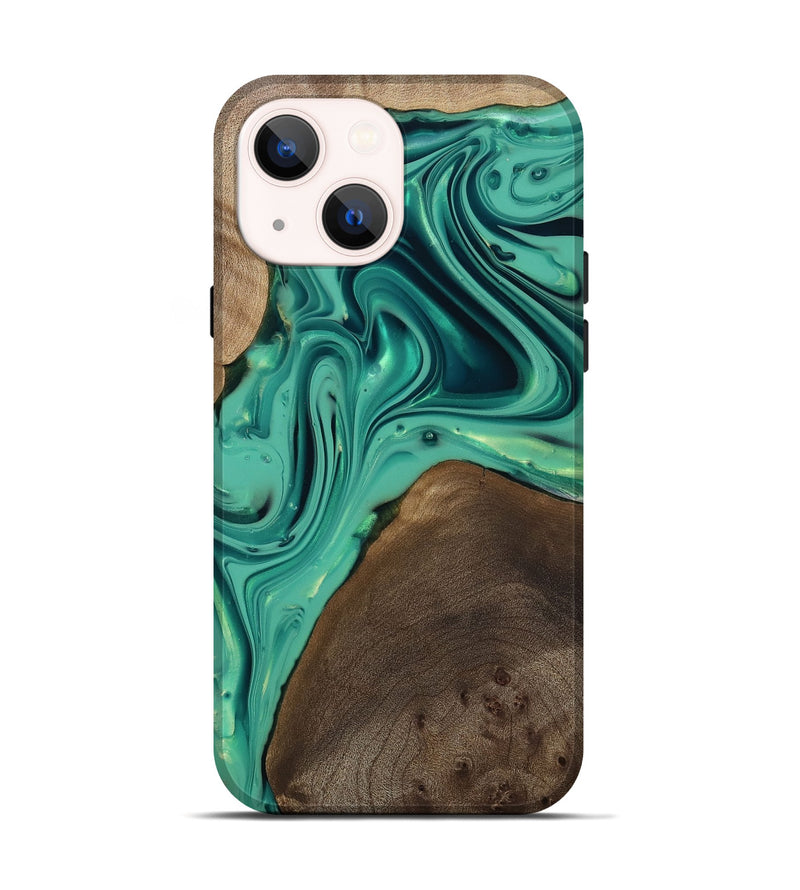 iPhone 14 Wood Live Edge Phone Case - Kason (Green, 812263)