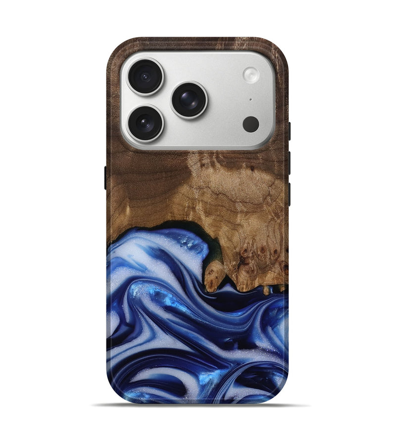 iPhone 17 Pro Wood Live Edge Phone Case - Erma (Blue, 812265)