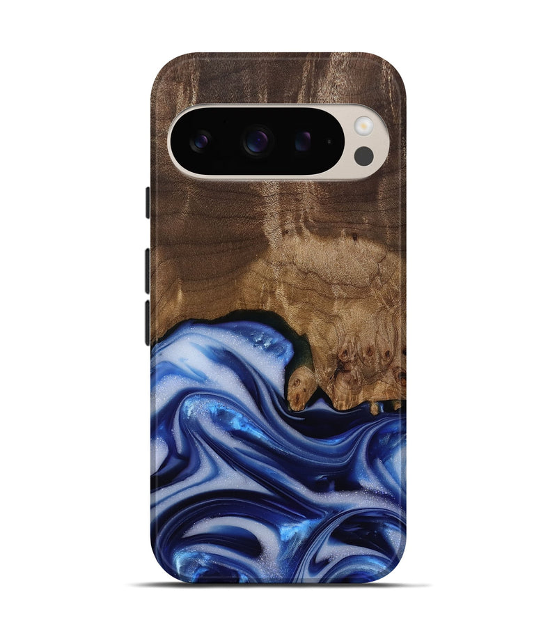 Pixel 9 Wood Live Edge Phone Case - Erma (Blue, 812265)