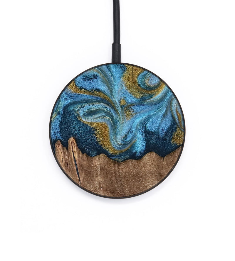 Circle Wood Wireless Charger - Alene (Teal & Gold, 812277)