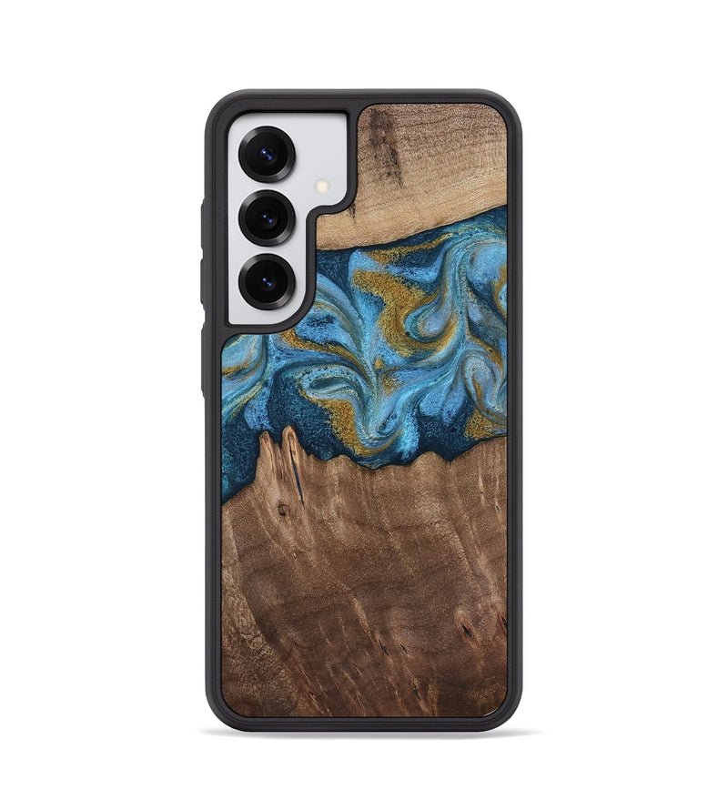 Galaxy S25 Wood Phone Case - Alene (Teal & Gold, 812277)