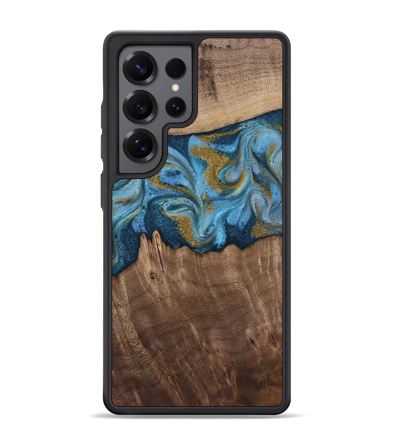 Galaxy S25 Ultra Wood Phone Case - Alene (Teal & Gold, 812277)