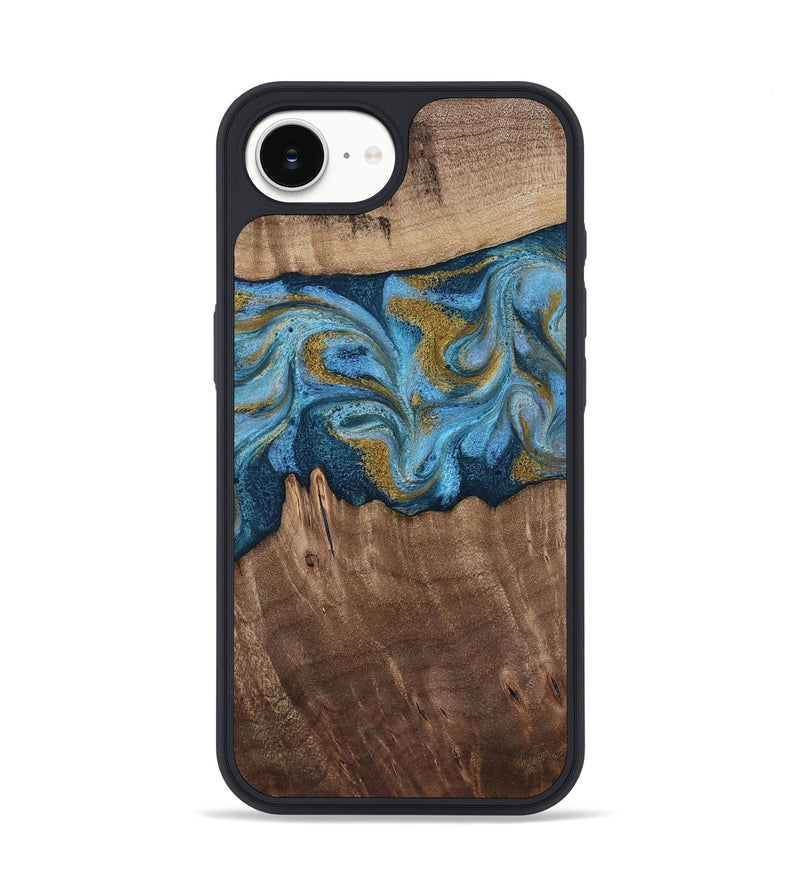 iPhone 17e Wood Phone Case - Alene (Teal & Gold, 812277)