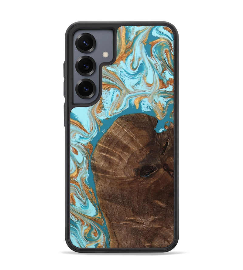 Galaxy S25 Plus Wood Phone Case - Virgil (Teal & Gold, 812278)