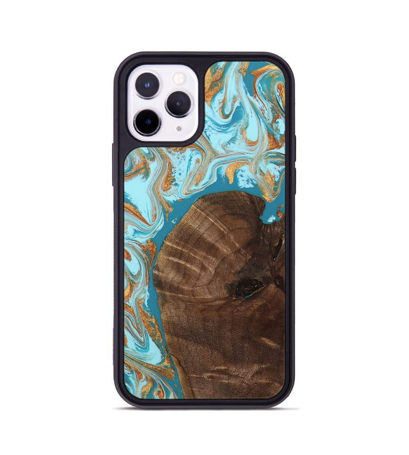 iPhone 11 Pro Wood Phone Case - Virgil (Teal & Gold, 812278)