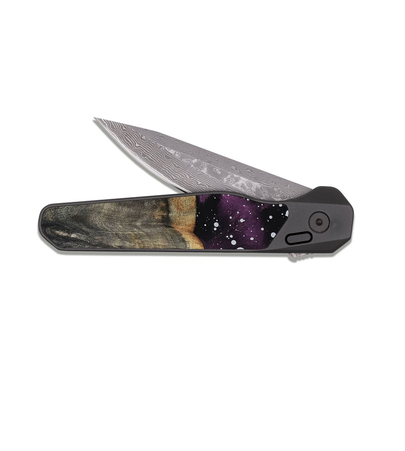 EDC Dark Damascus Wood Pocket Knife - Jailene (Cosmos, 812314)