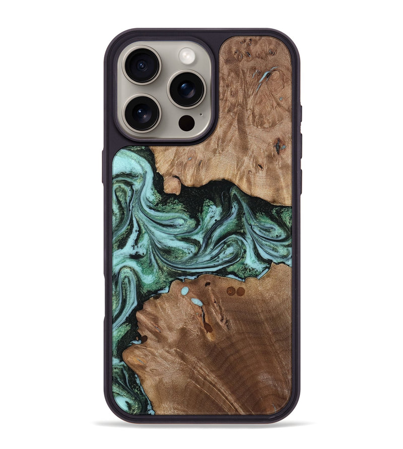 iPhone 16 Pro Max Wood Phone Case - Zayne (Green, 812330)