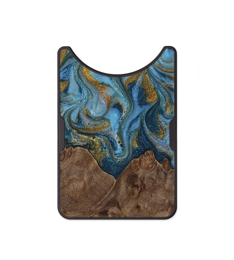 Alloy Wood Wallet - Jeffery (Teal & Gold, 812337)