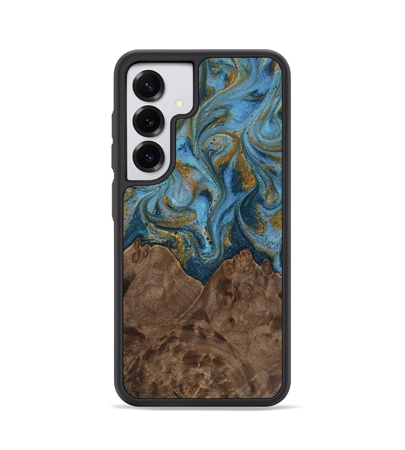 Galaxy S25 Wood Phone Case - Jeffery (Teal & Gold, 812337)