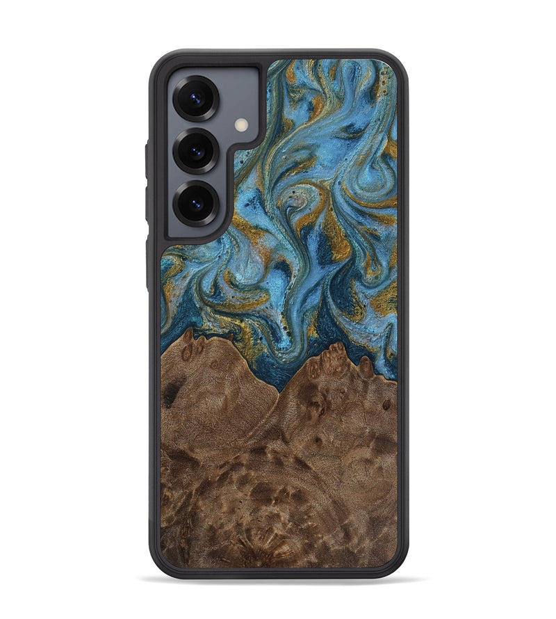 Galaxy S25 Plus Wood Phone Case - Jeffery (Teal & Gold, 812337)