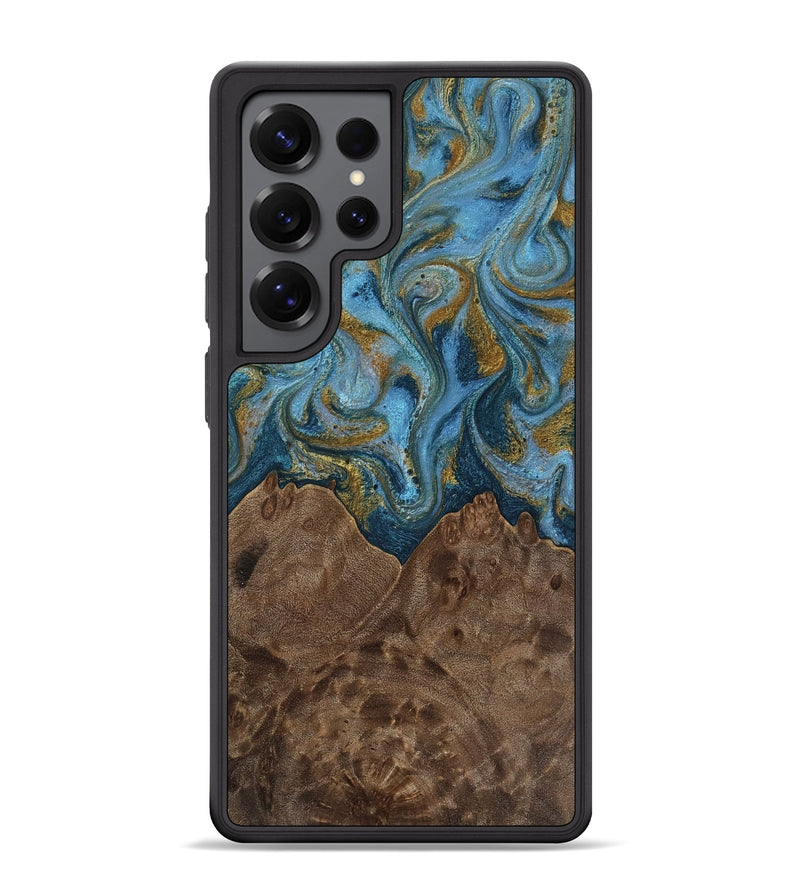 Galaxy S25 Ultra Wood Phone Case - Jeffery (Teal & Gold, 812337)