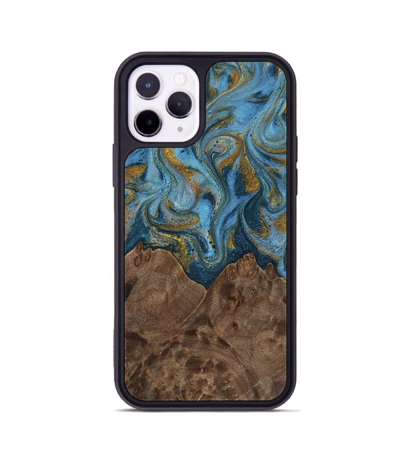 iPhone 11 Pro Wood Phone Case - Jeffery (Teal & Gold, 812337)